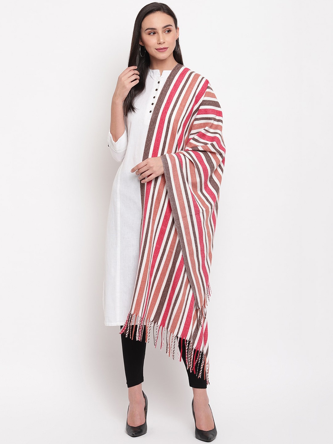

HK colours of fashion Women Multicoloured Striped Stole, Multi