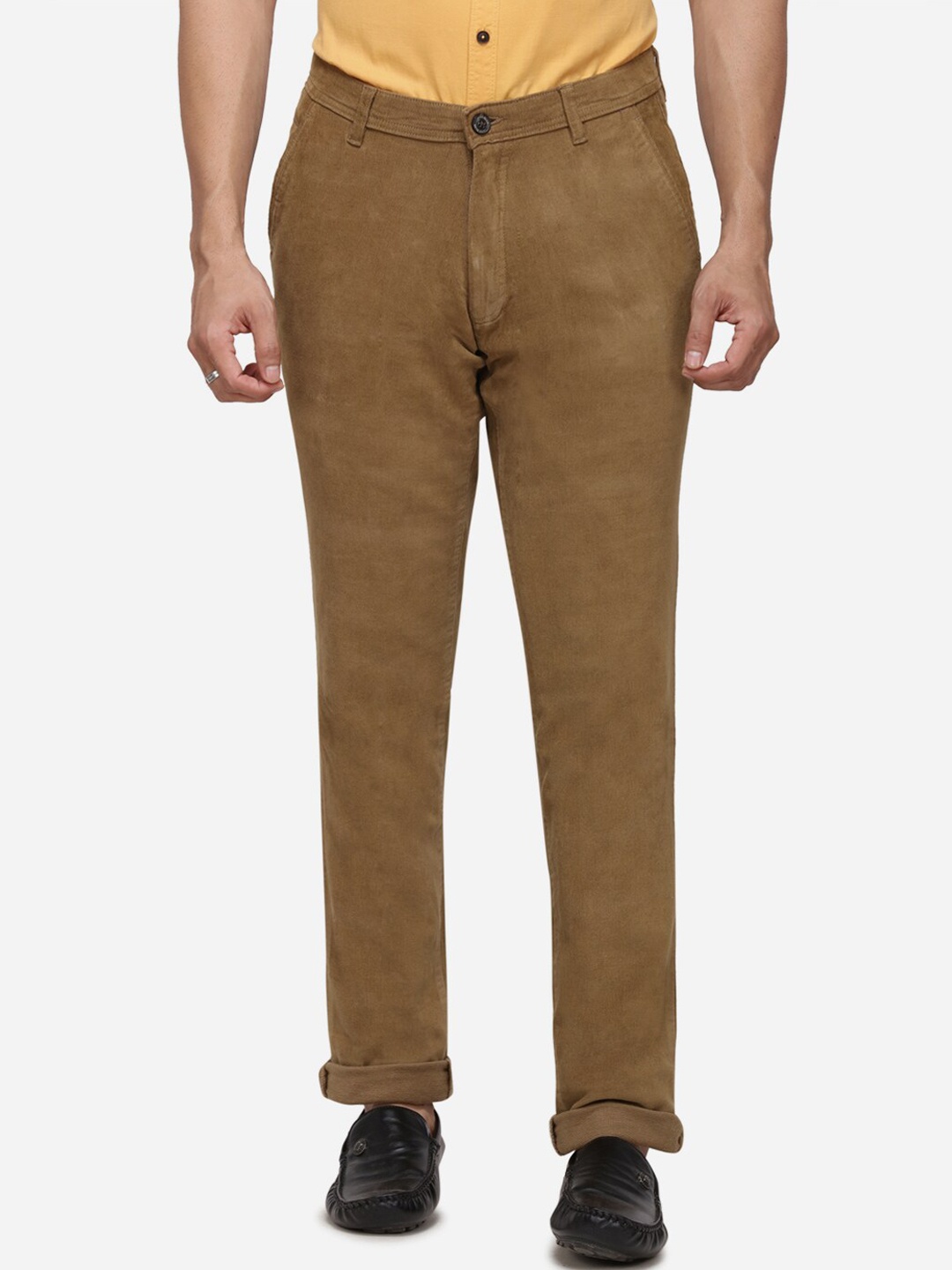 

JADE BLUE Men Khaki Regular Fit Solid Regular Trousers