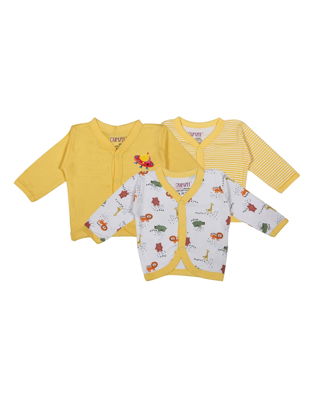 

BUMZEE Unisex Kids Pack of 3 Jhablas, Yellow