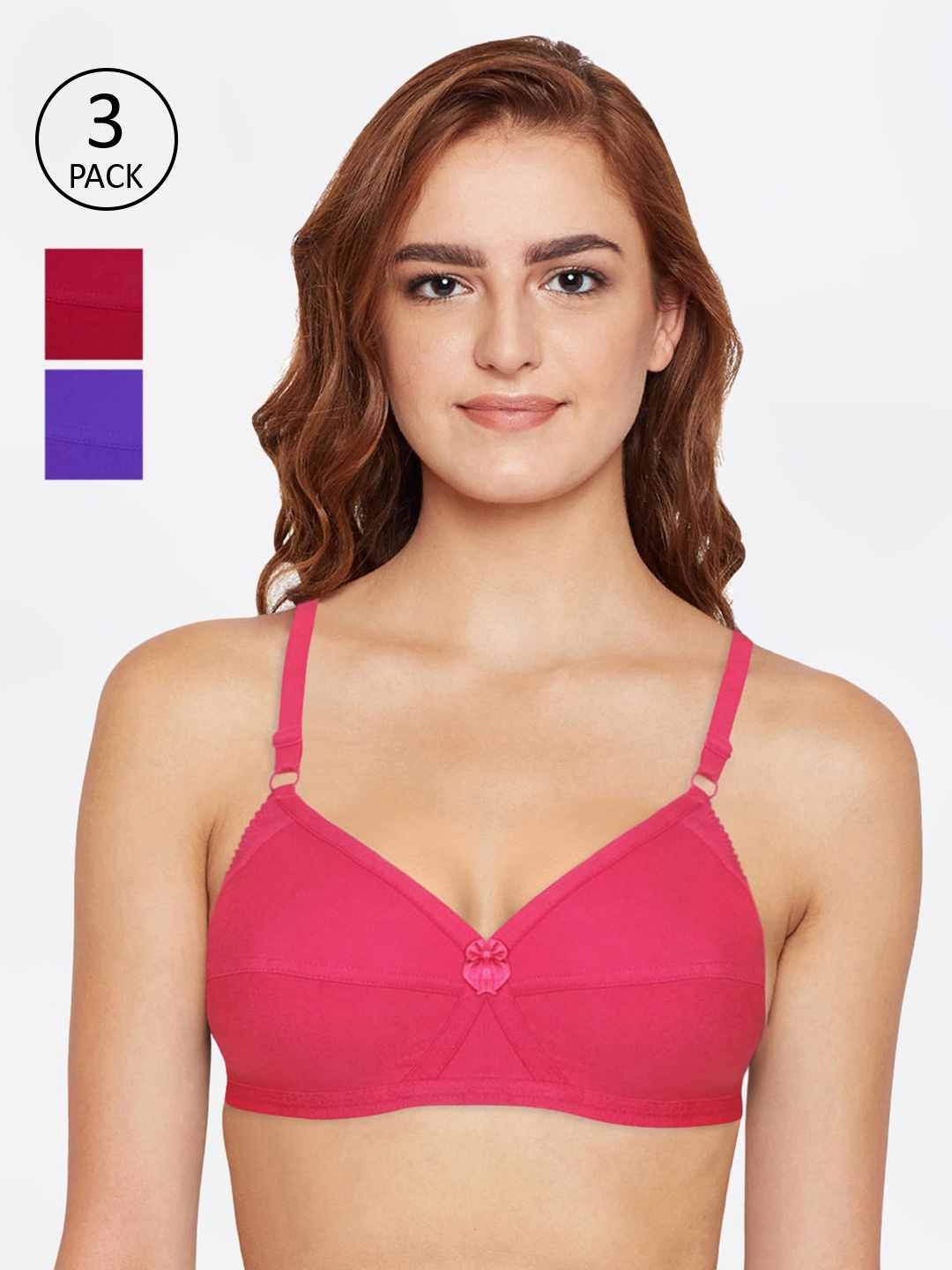 

Bodycare Pack Of 3 Assorted Solid Non-Wired Non Padded Everyday Bra 6824CODPUMH-3PCS