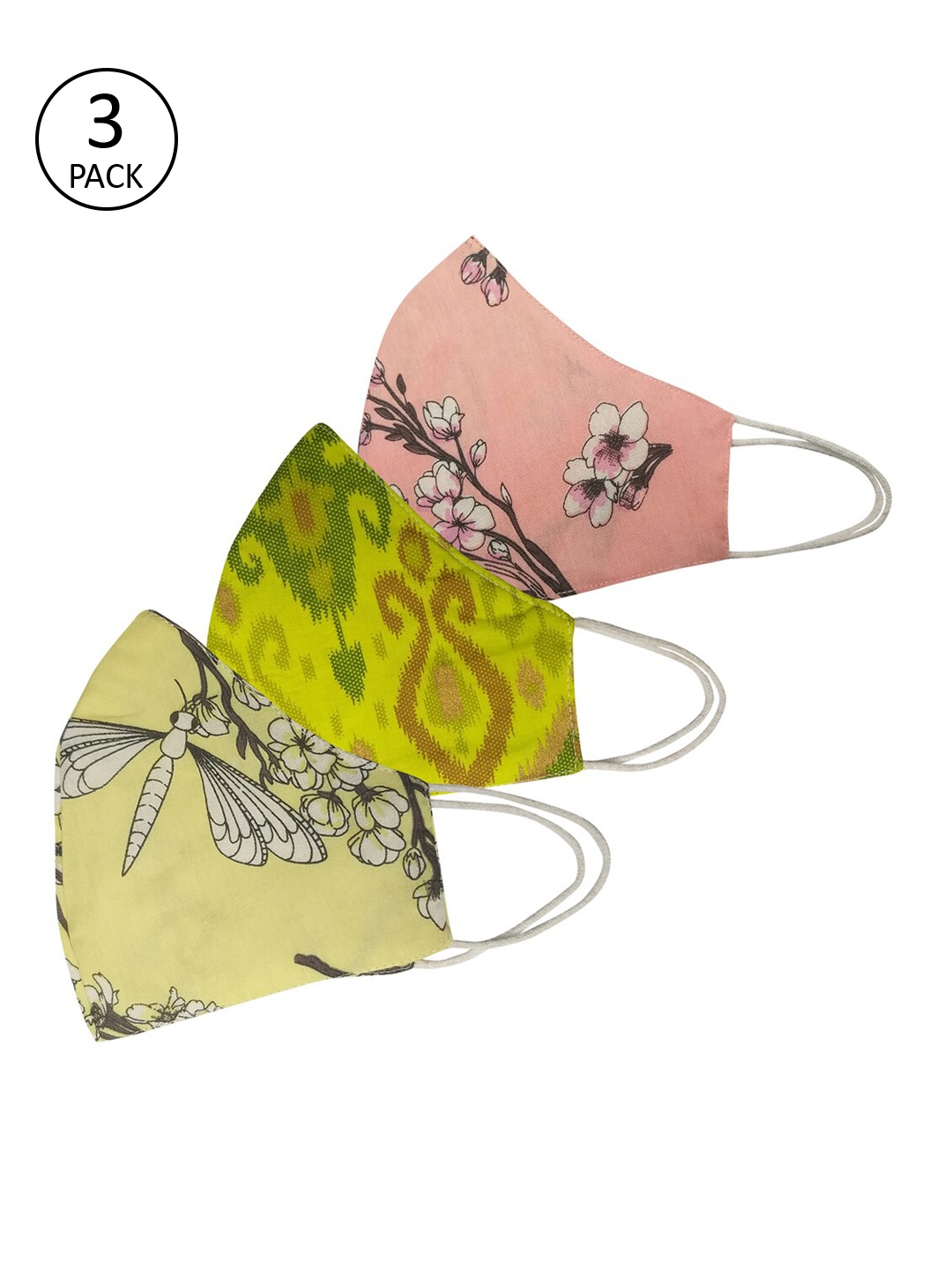 

Aditi Wasan Unisex Set of 3 Multicolored Printed 3 Ply Face Mask, Multi