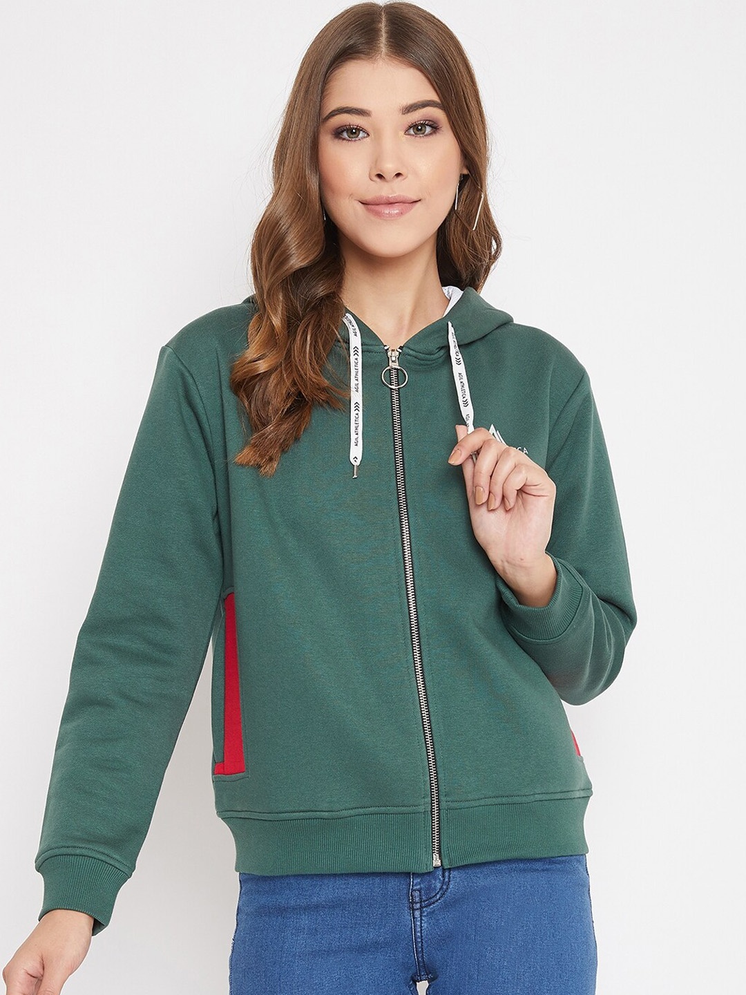 

AGIL ATHLETICA Women Green Colourblocked Bomber