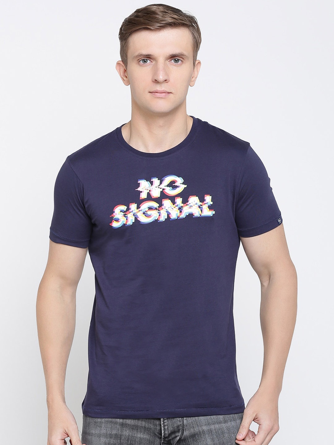 

Pepe Jeans Men Blue Printed Round Neck T-shirt