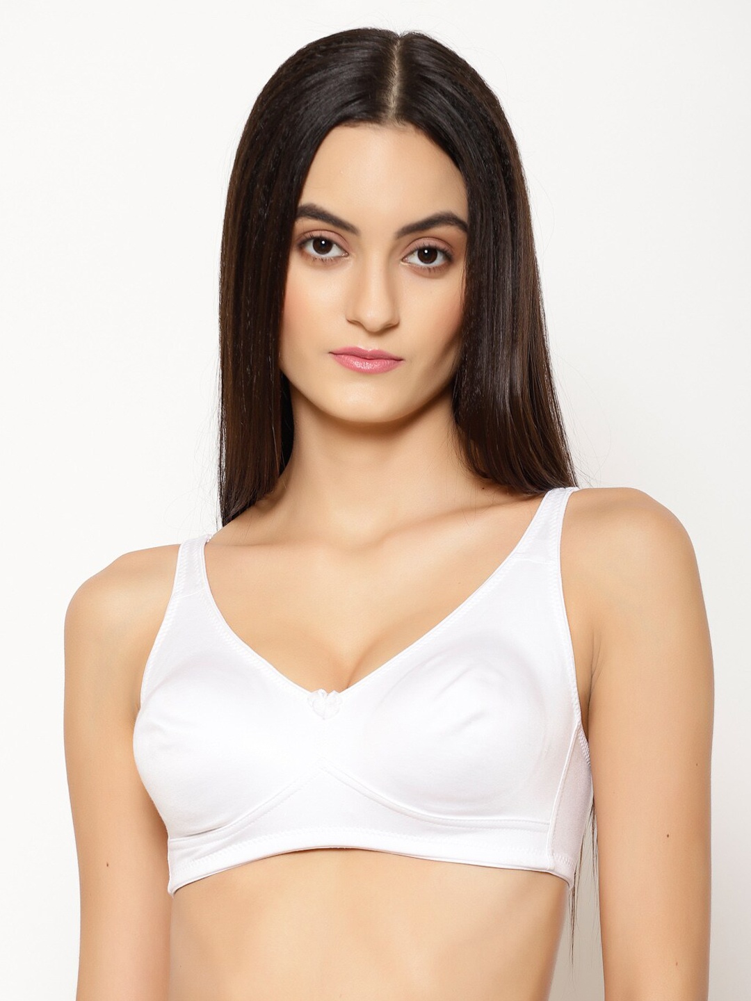 

Floret White Solid Non-Wired Non Padded Minimizer Bra