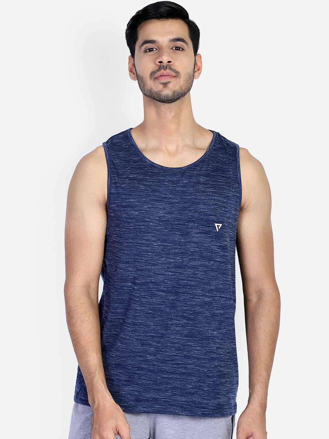 

PROTEENS Men Navy Blue Solid Rapid-Dry Round Neck T-shirt