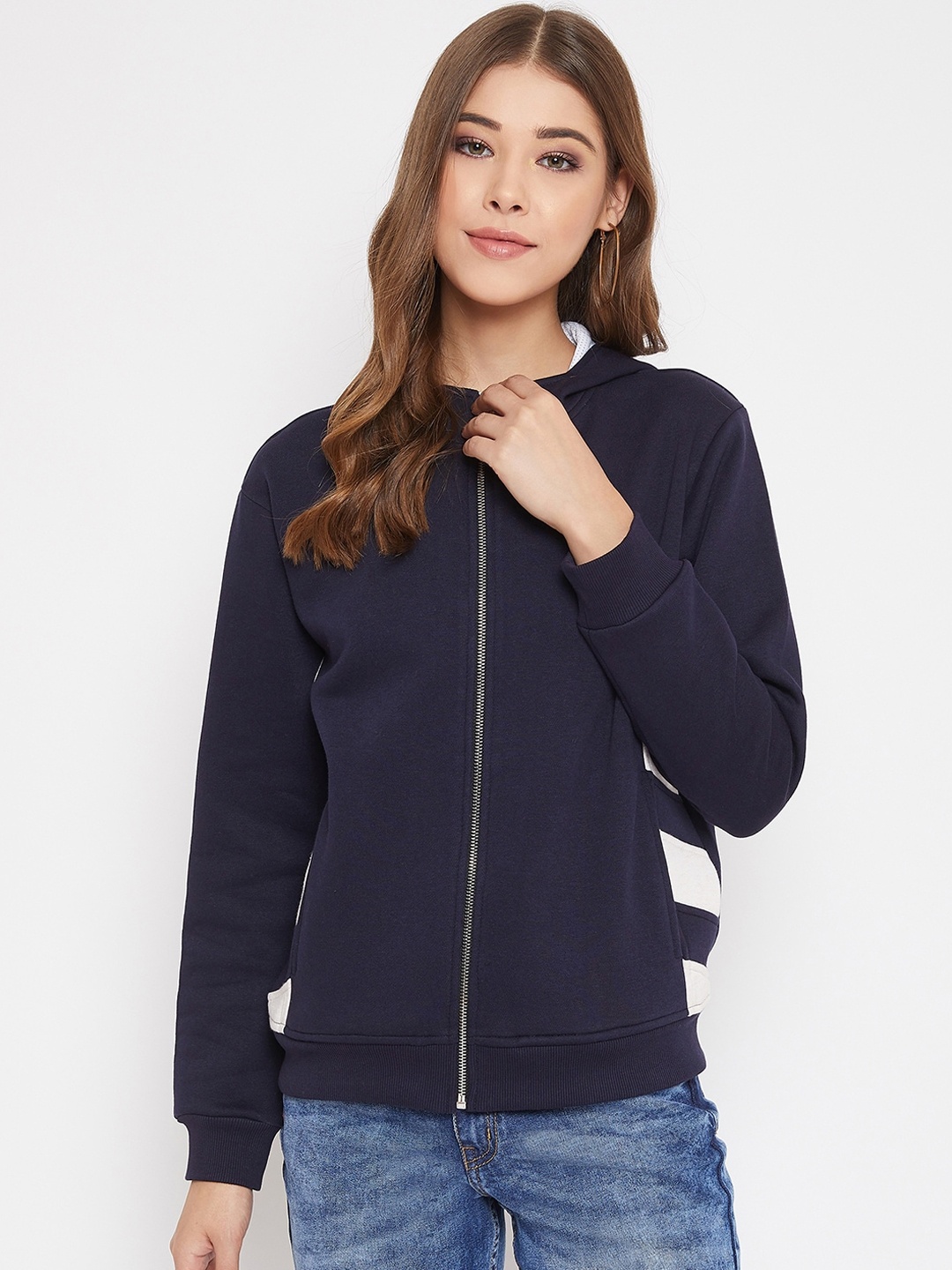 

AGIL ATHLETICA Women Navy Blue Solid Tailored Jacket