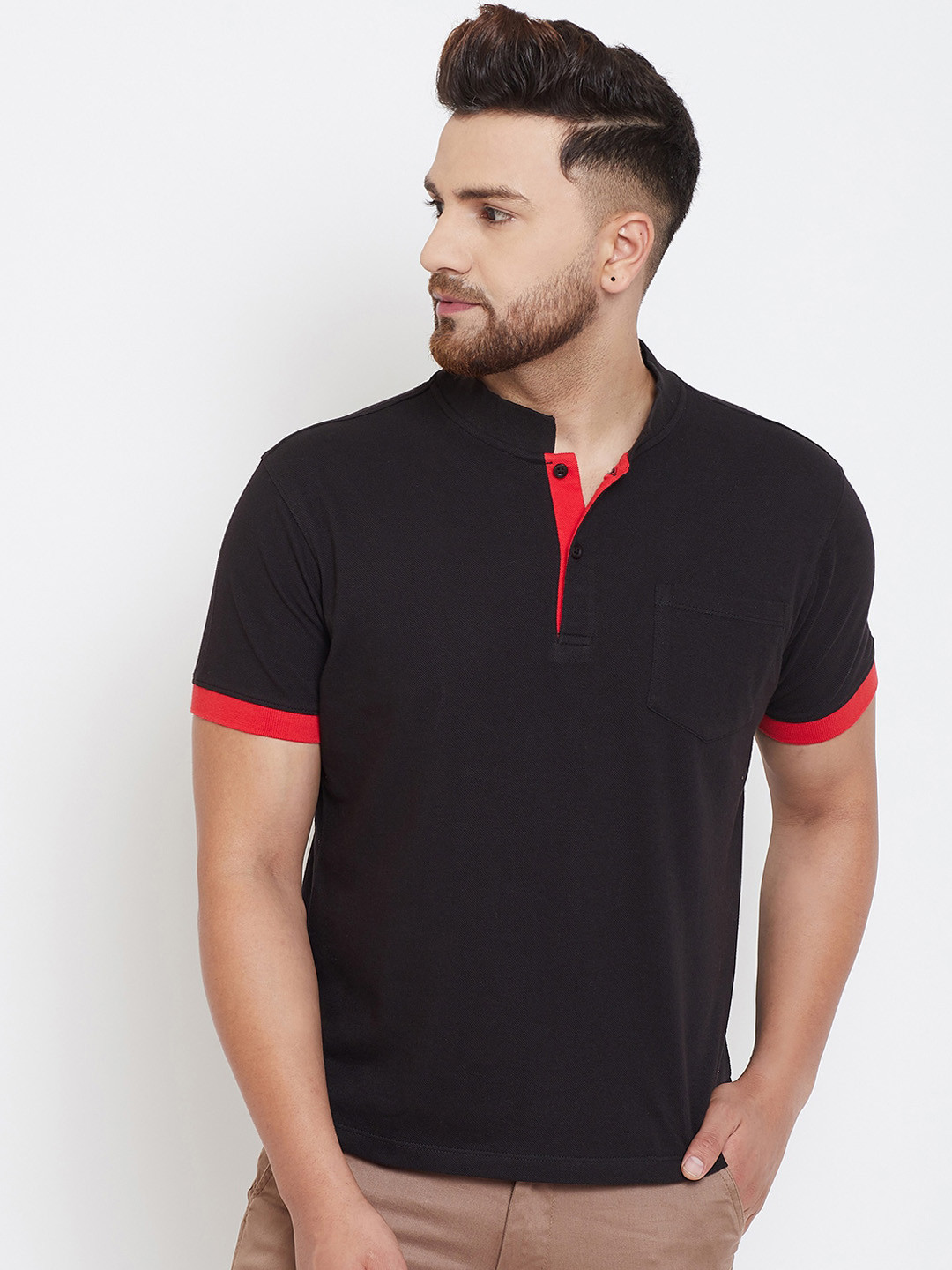 

Canary London Men Black Solid Polo Collar T-shirt