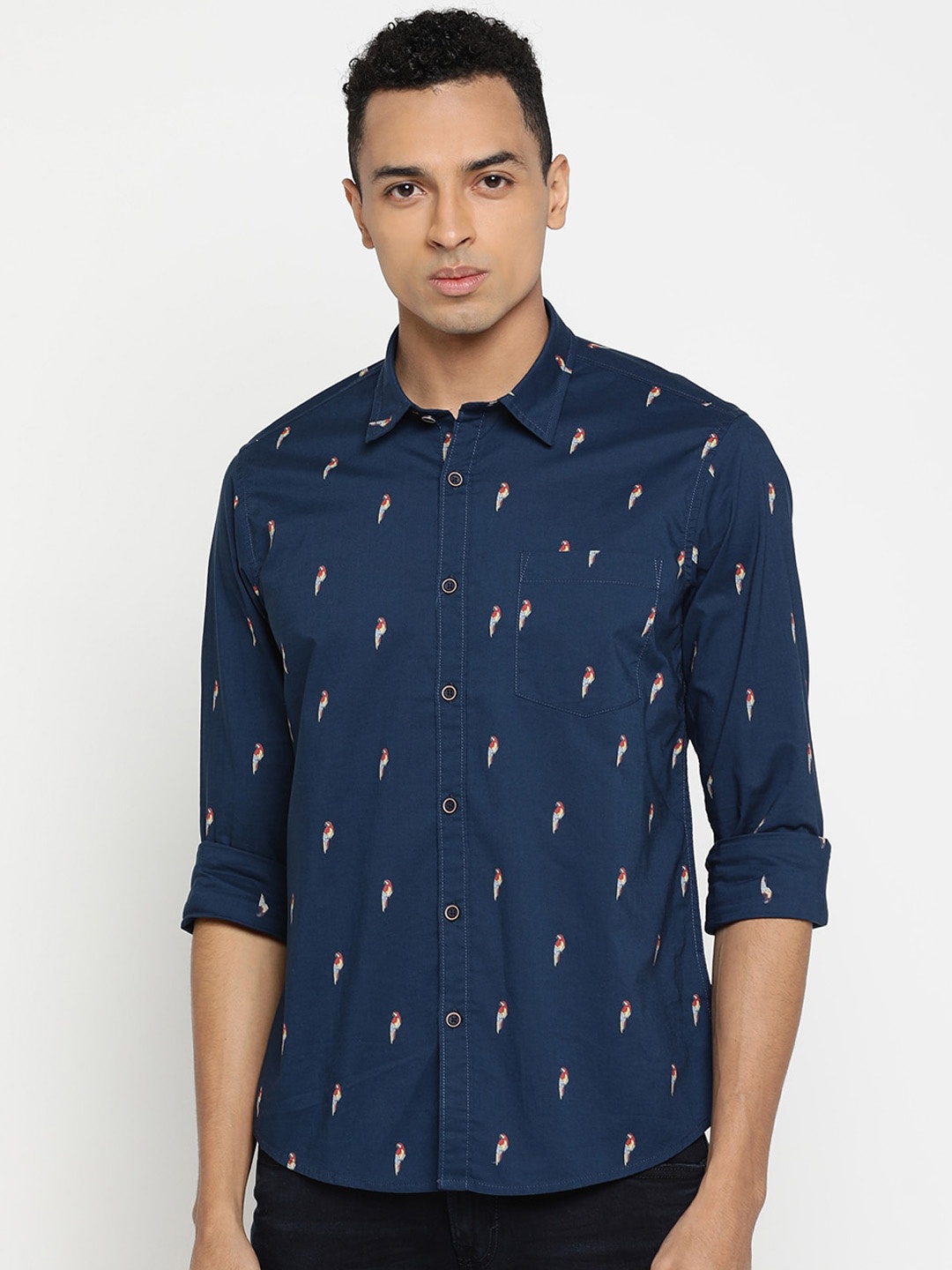 

Pepe Jeans Men Navy Blue Regular Fit Printed Casual Shirt