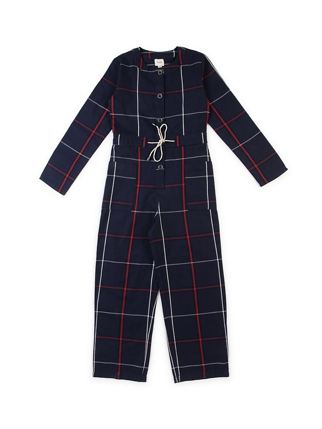 

luyk Girls Blue & Red Checked Basic Jumpsuit