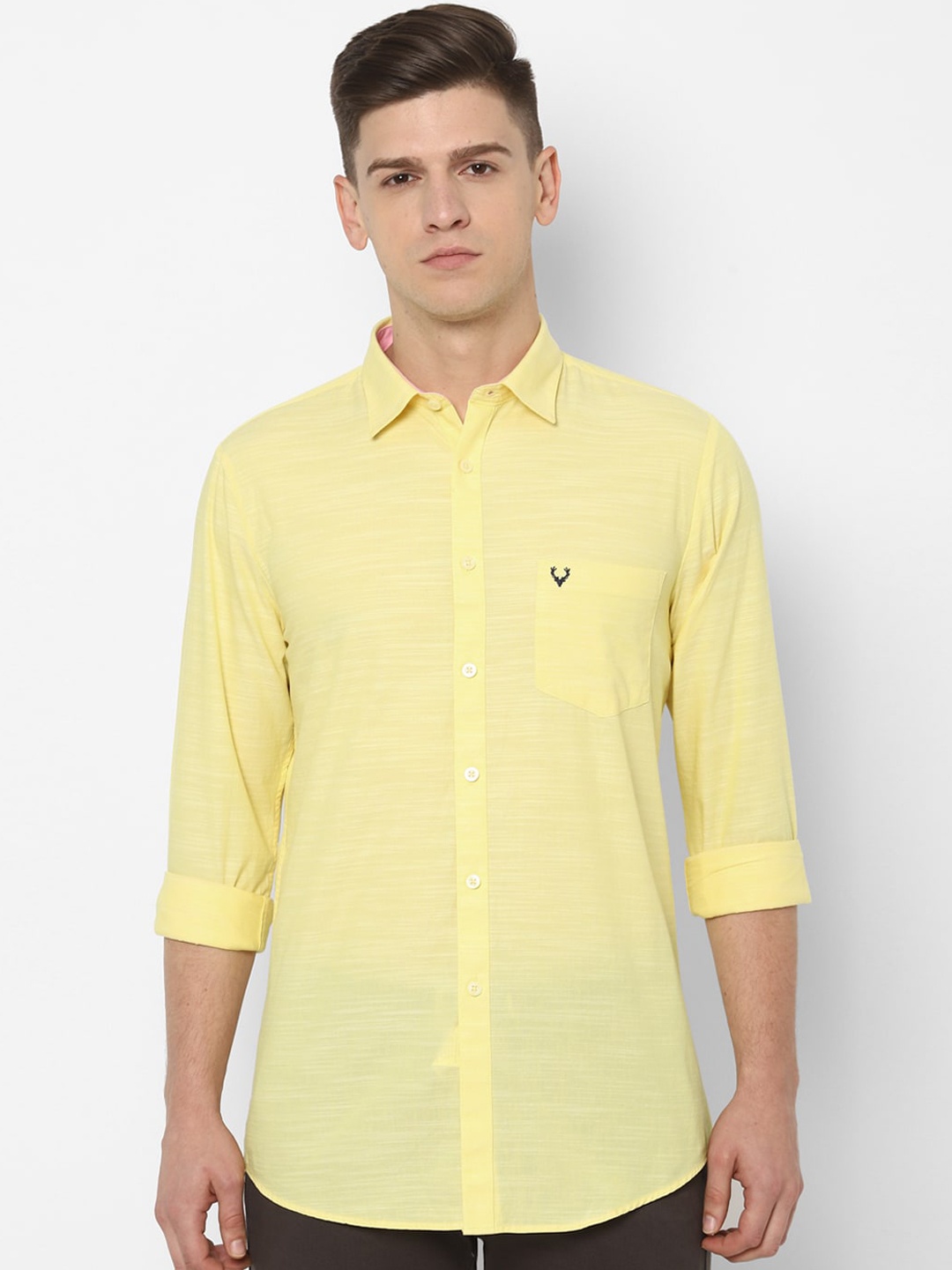 

Allen Solly Men Yellow Slim Fit Solid Casual Shirt
