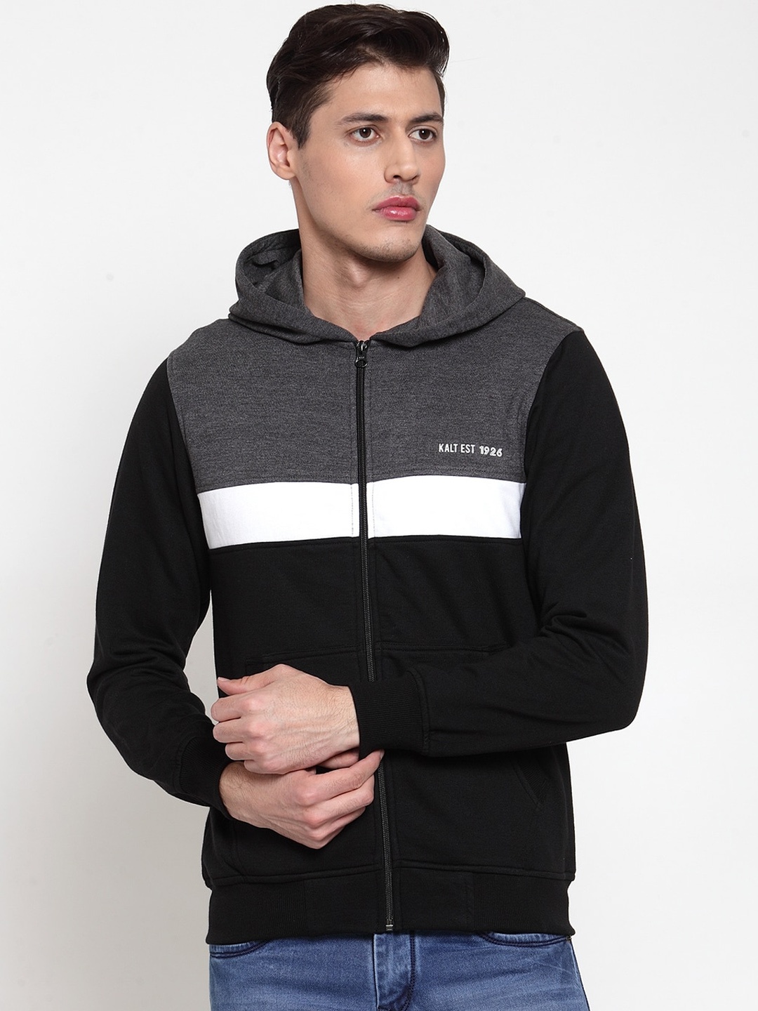 

Kalt Men Black Colourblocked Sporty Jacket