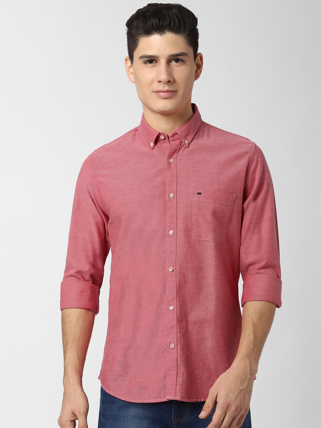 

Peter England Casuals Men Pink Regular Fit Solid Casual Shirt