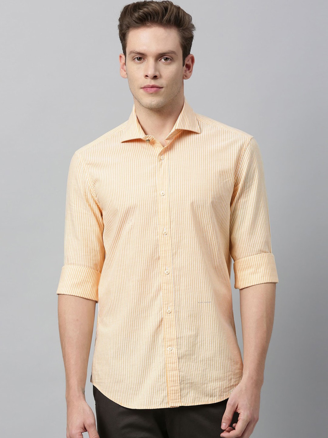 

RARE RABBIT Men Yellow Tailored Fit Solid Casual Shirt