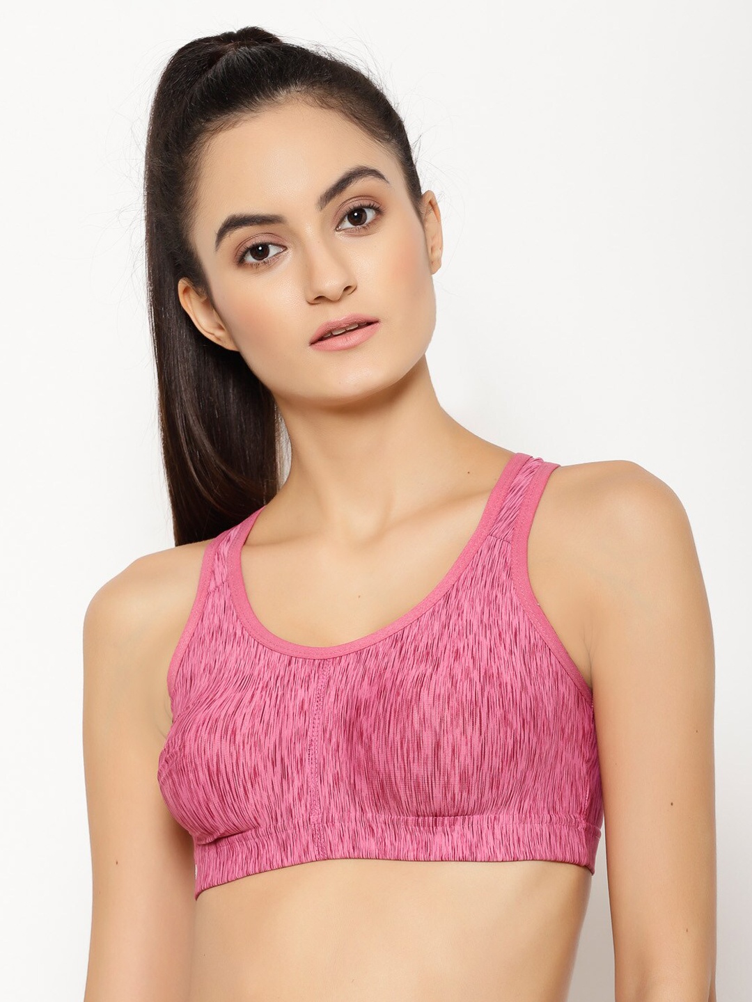 

Floret Pink Printed Non-Wired Lightly Padded Workout Bra T3066_China Rose_30B
