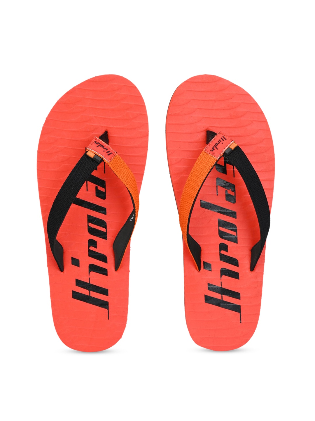 

HIROLAS Men Orange & Black Printed Thong Flip-Flops