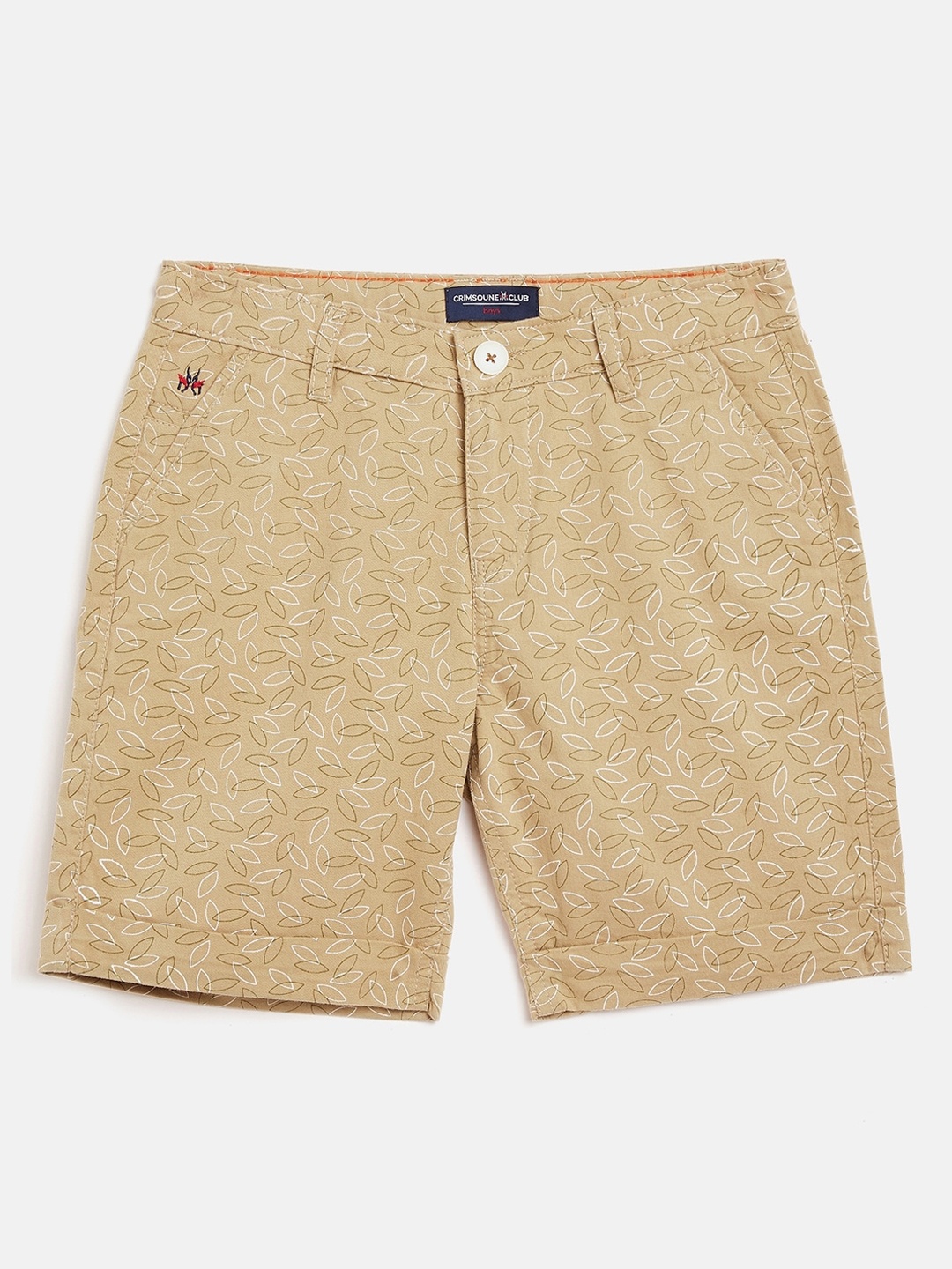 

Crimsoune Club Boys Beige Printed Slim Fit Regular Shorts