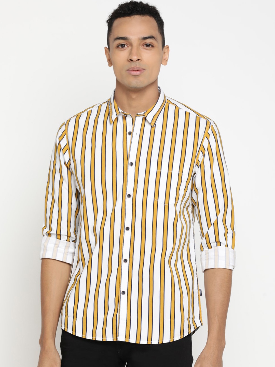 

Pepe Jeans Men Yellow Striped Casual Shirt