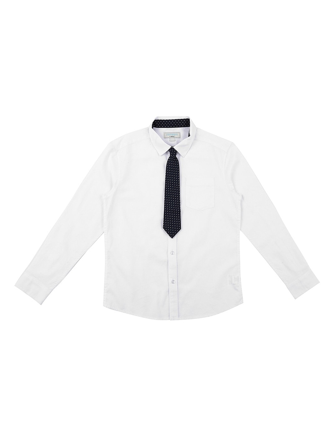 

Pantaloons Junior Boys White Regular Fit Solid Party Shirt