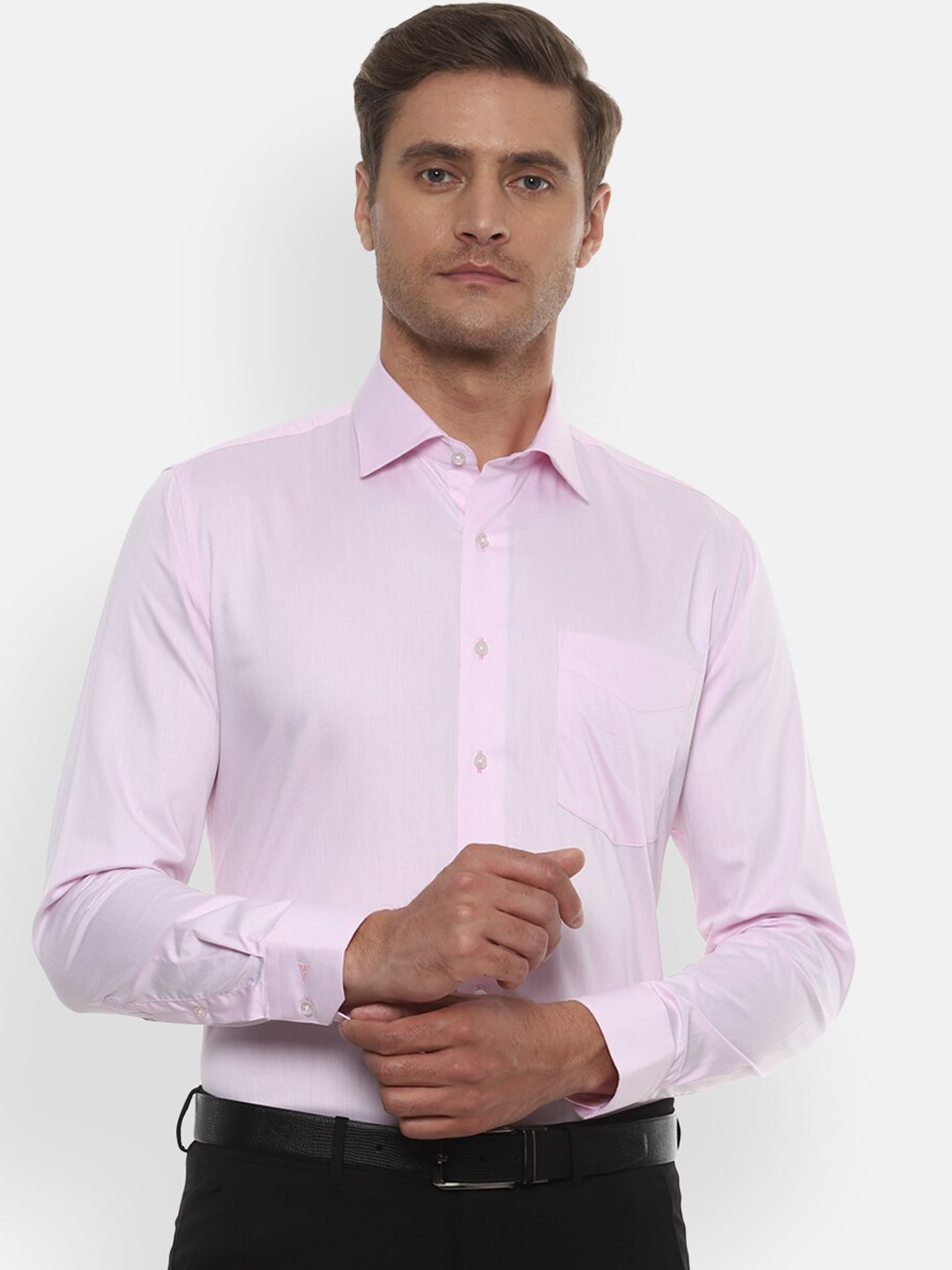 

Van Heusen Men Pink Slim Fit Solid Formal Shirt