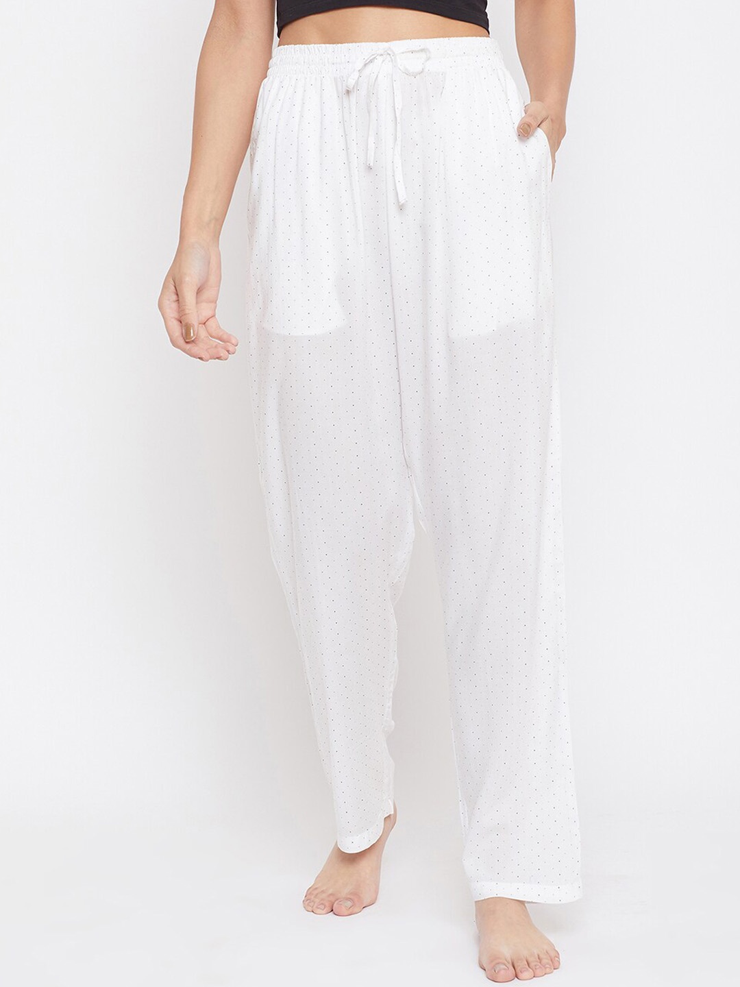 

Crimsoune Club Women White Printed Mid-Rise Lounge Pants