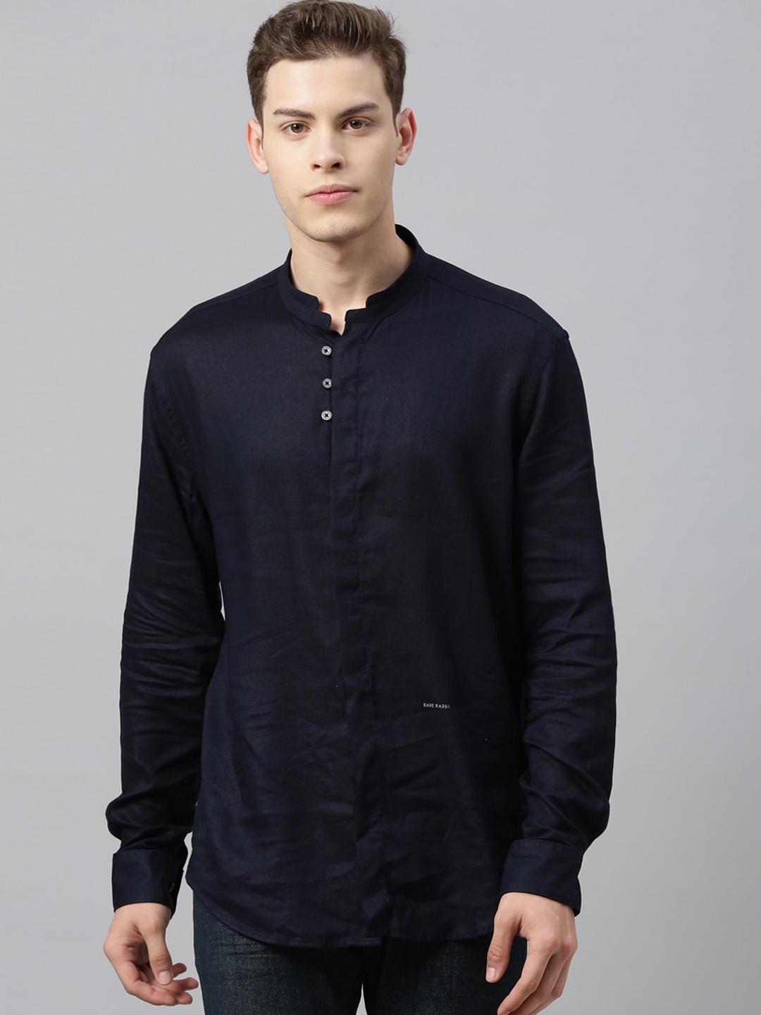 

RARE RABBIT Men Throne-2 Regular Fit Solid Shirt, Black