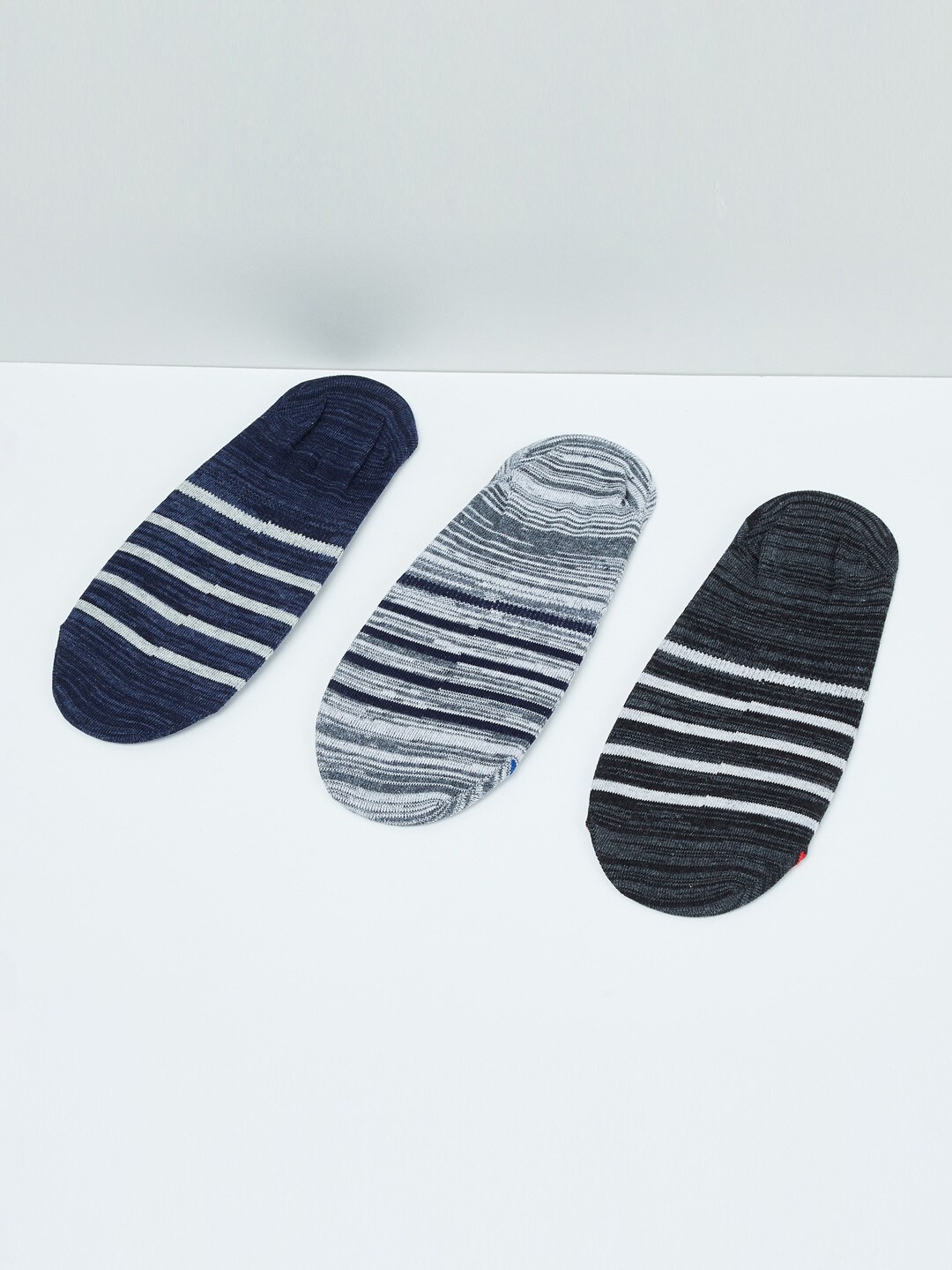 

max Men Pack Of 3 Striped Shoeliners, Grey