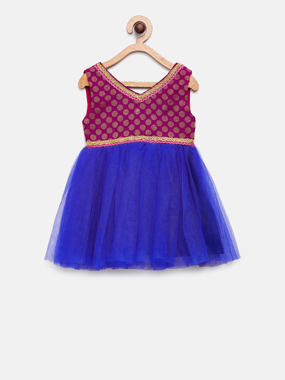 

MANY FROCKS & Girls Pink Colourblocked Fit and Flare Dress