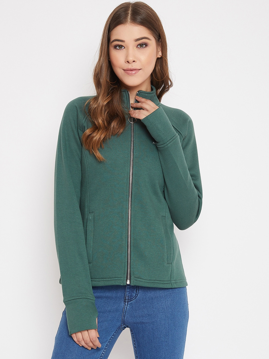 

AGIL ATHLETICA Women Green Solid Tailored Jacket