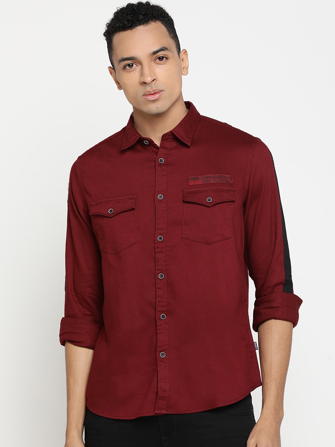 

Pepe Jeans Men Red Regular Fit Solid Casual Shirt