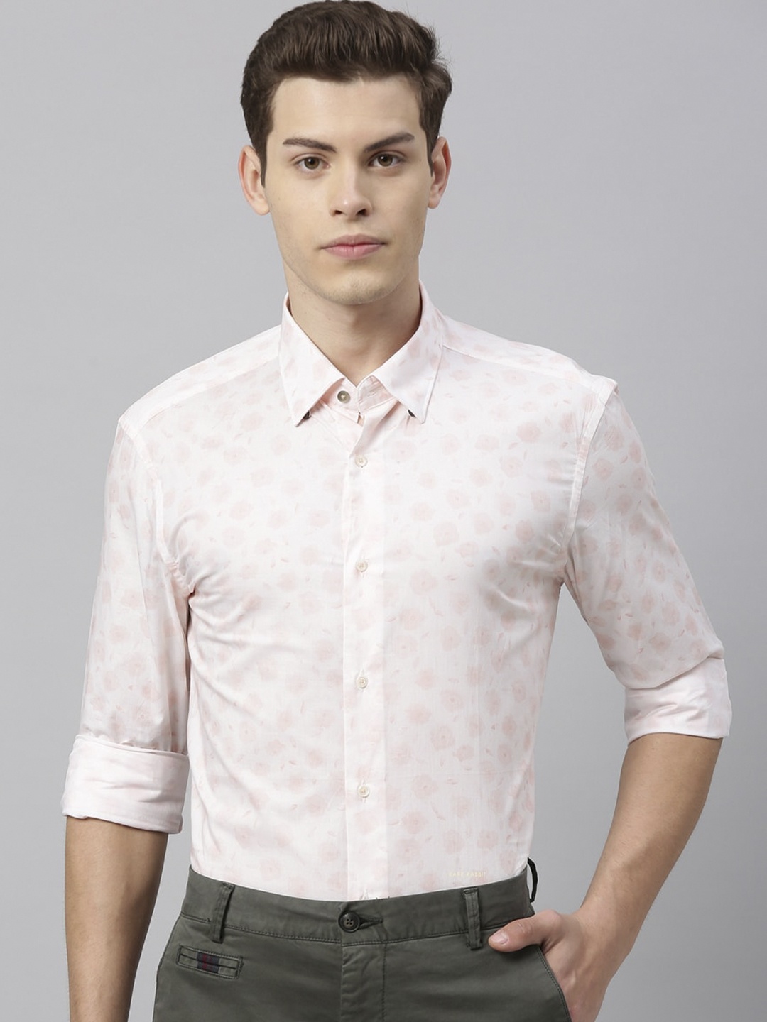 RARE RABBIT Men Fero Manhattan Regular Fit Printed Shirt, Pink