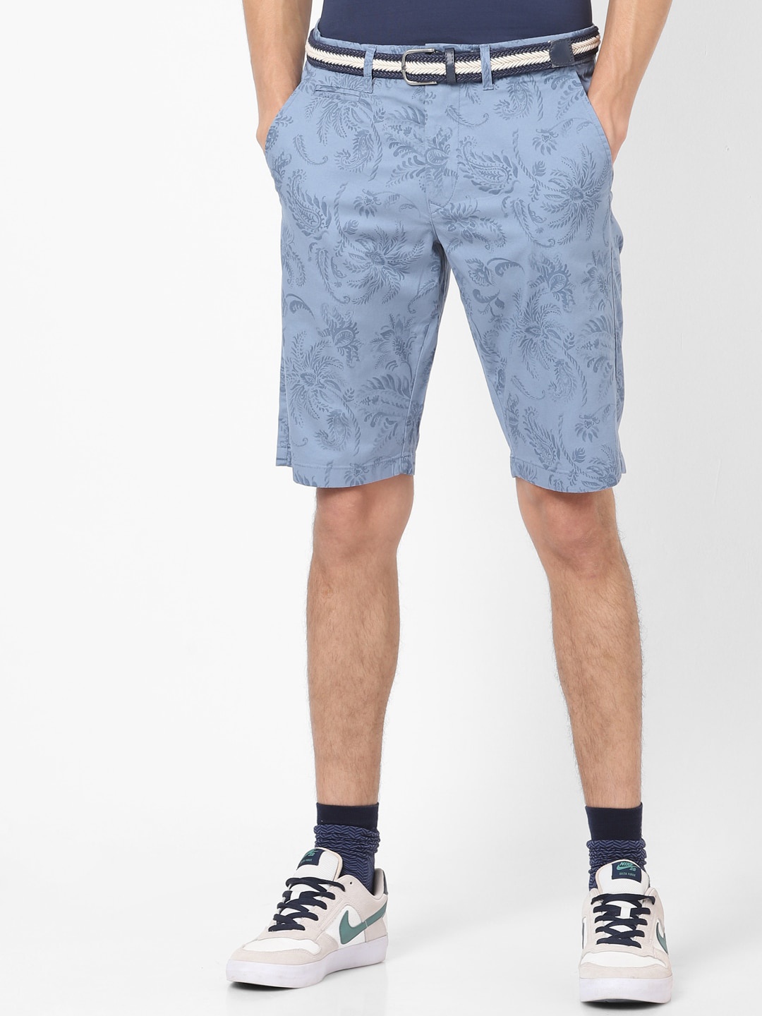

Celio Men Blue Printed Regular Shorts