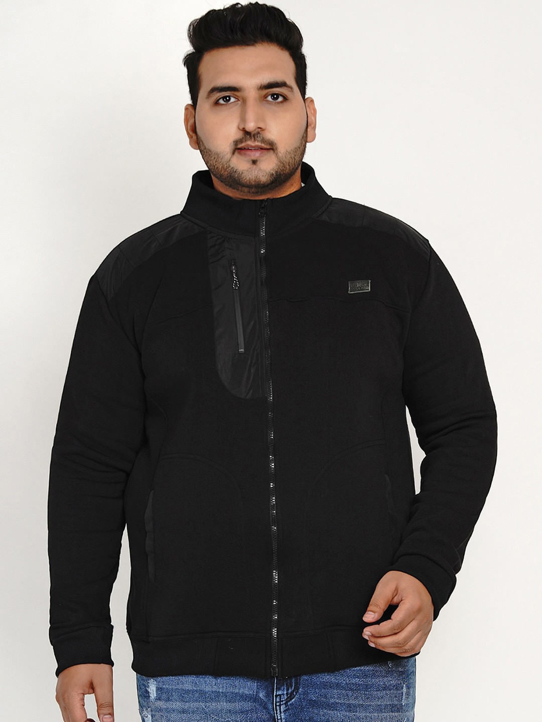 

John Pride Men Black Solid Plus Size Sweatshirt