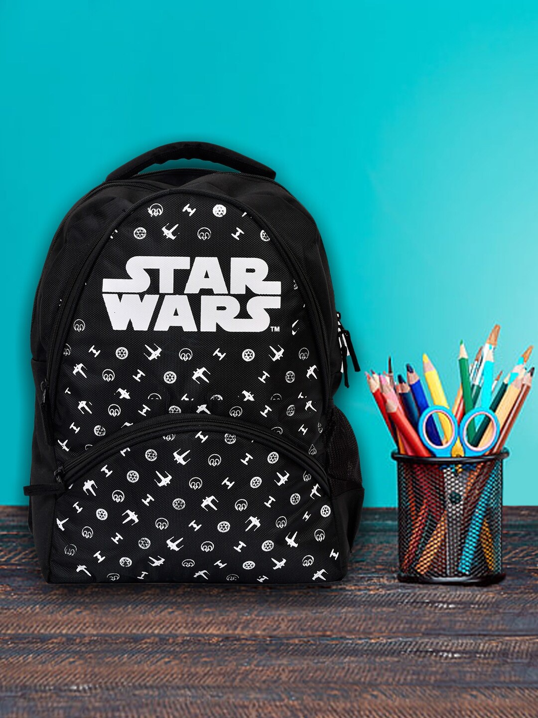

Kuber Industries Kids Black Star Wars Backpack