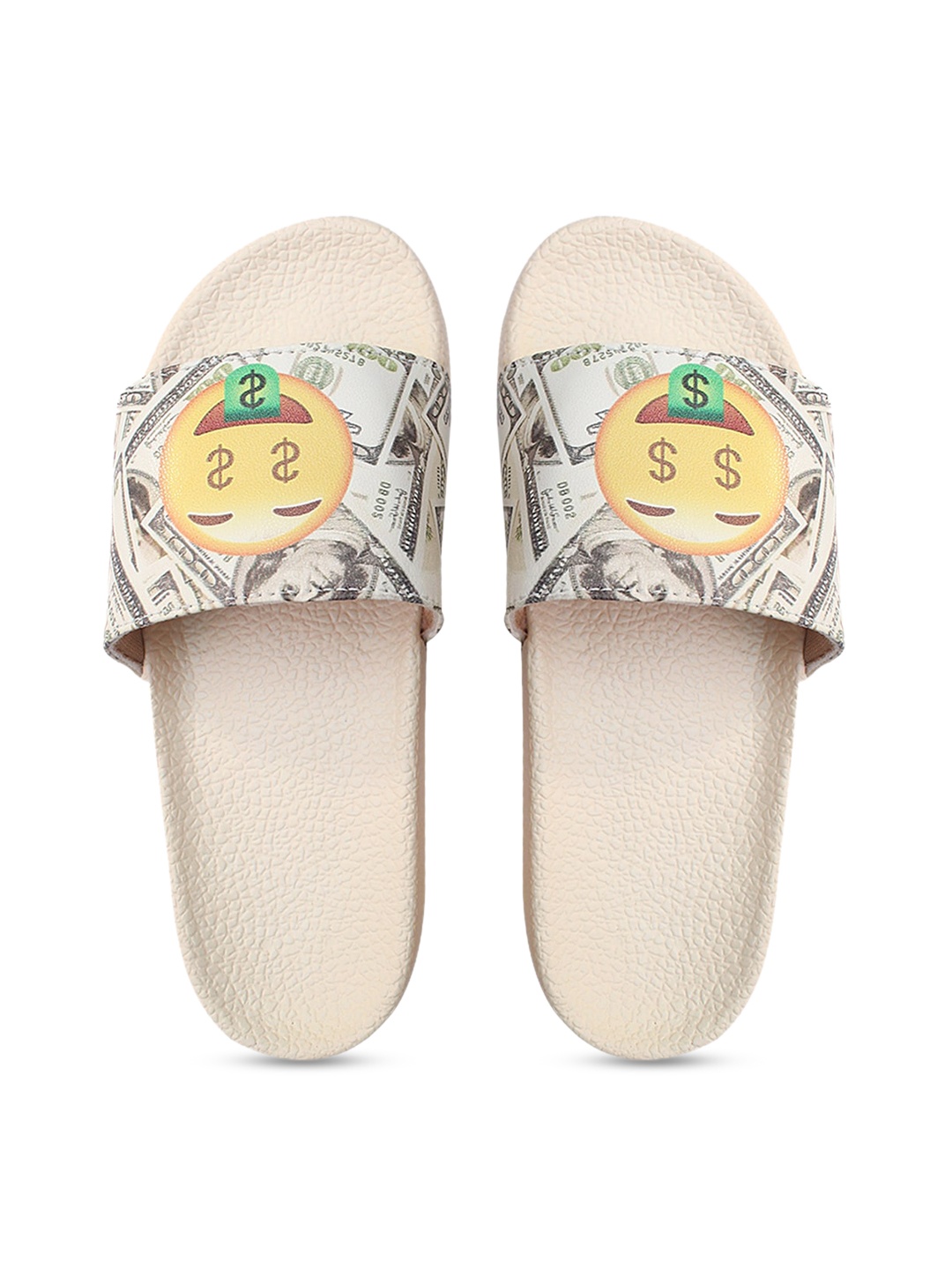 

FREECO Women Beige & Yellow Printed Sliders