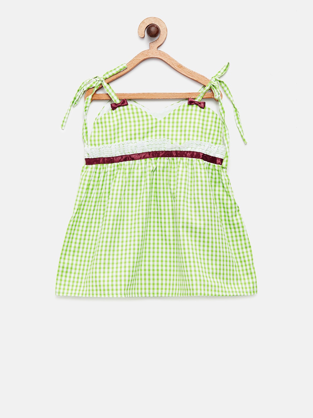 

MANY FROCKS & Girls Green & White Checked Fit and Flare Dress