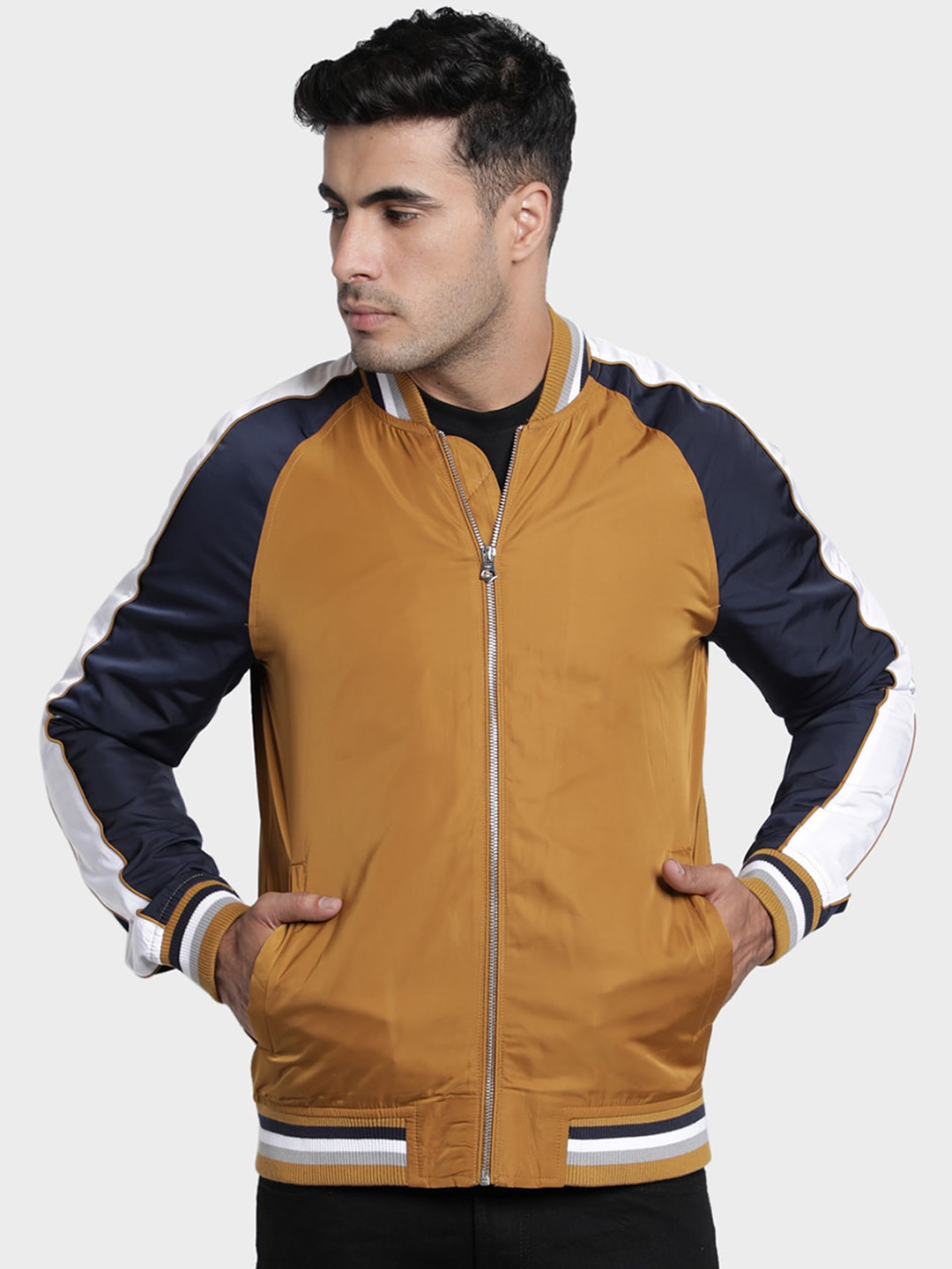 

Red Tape Men Mustard Yellow Colourblocked Bomber Jacket