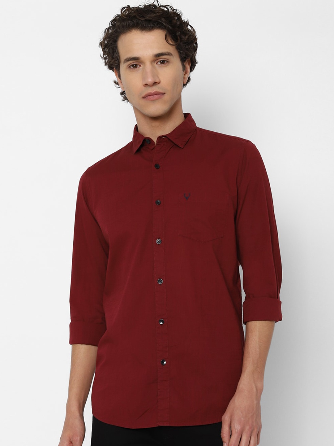 

Allen Solly Men Maroon Slim Fit Solid Casual Shirt