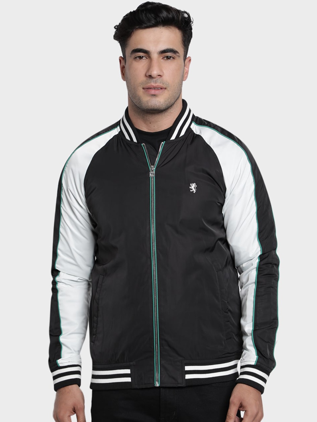

Red Tape Men Black & White Colorblocked Bomber Jacket