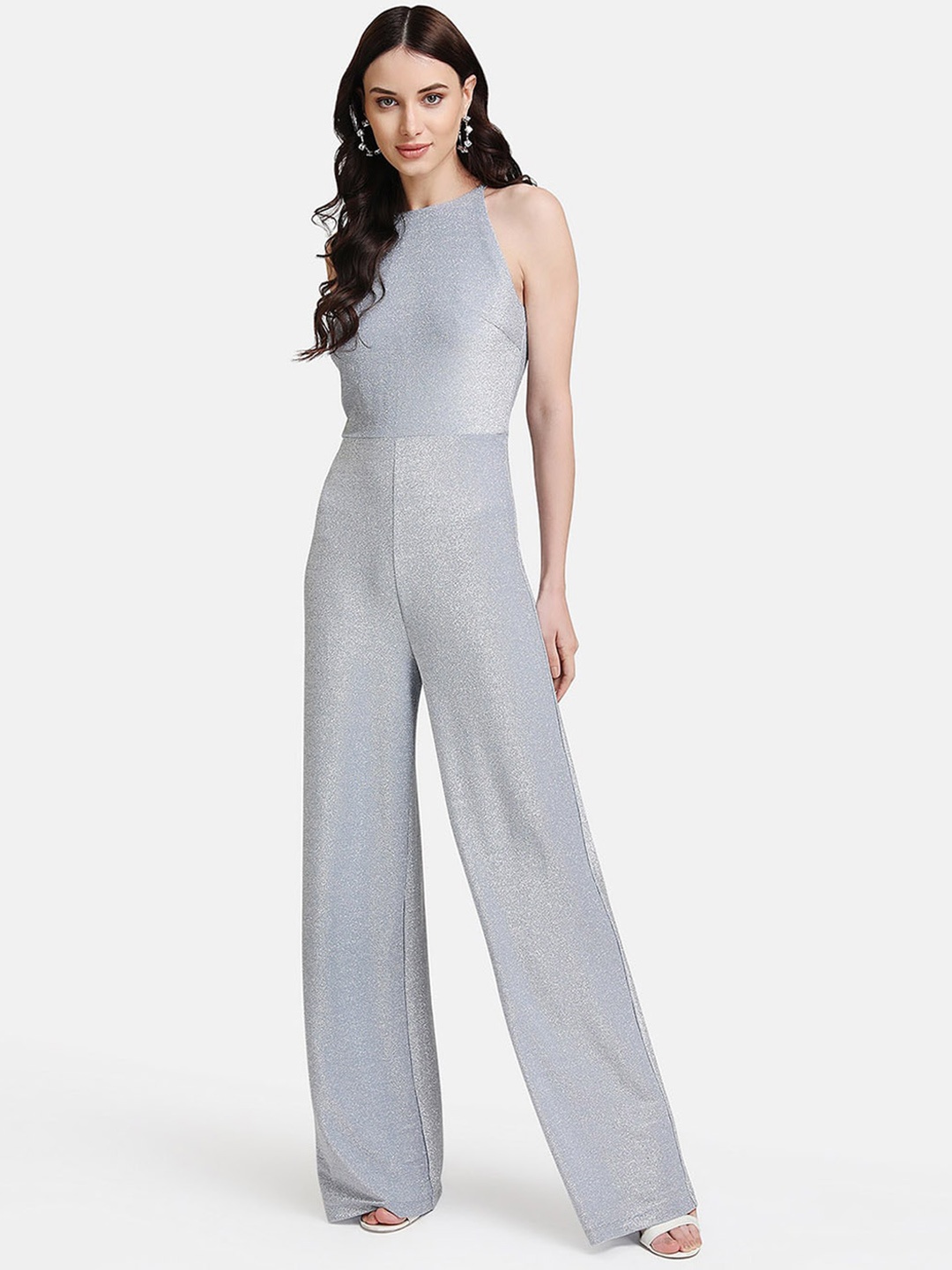 

Kazo Women Silver-Toned Self Design Basic Jumpsuit