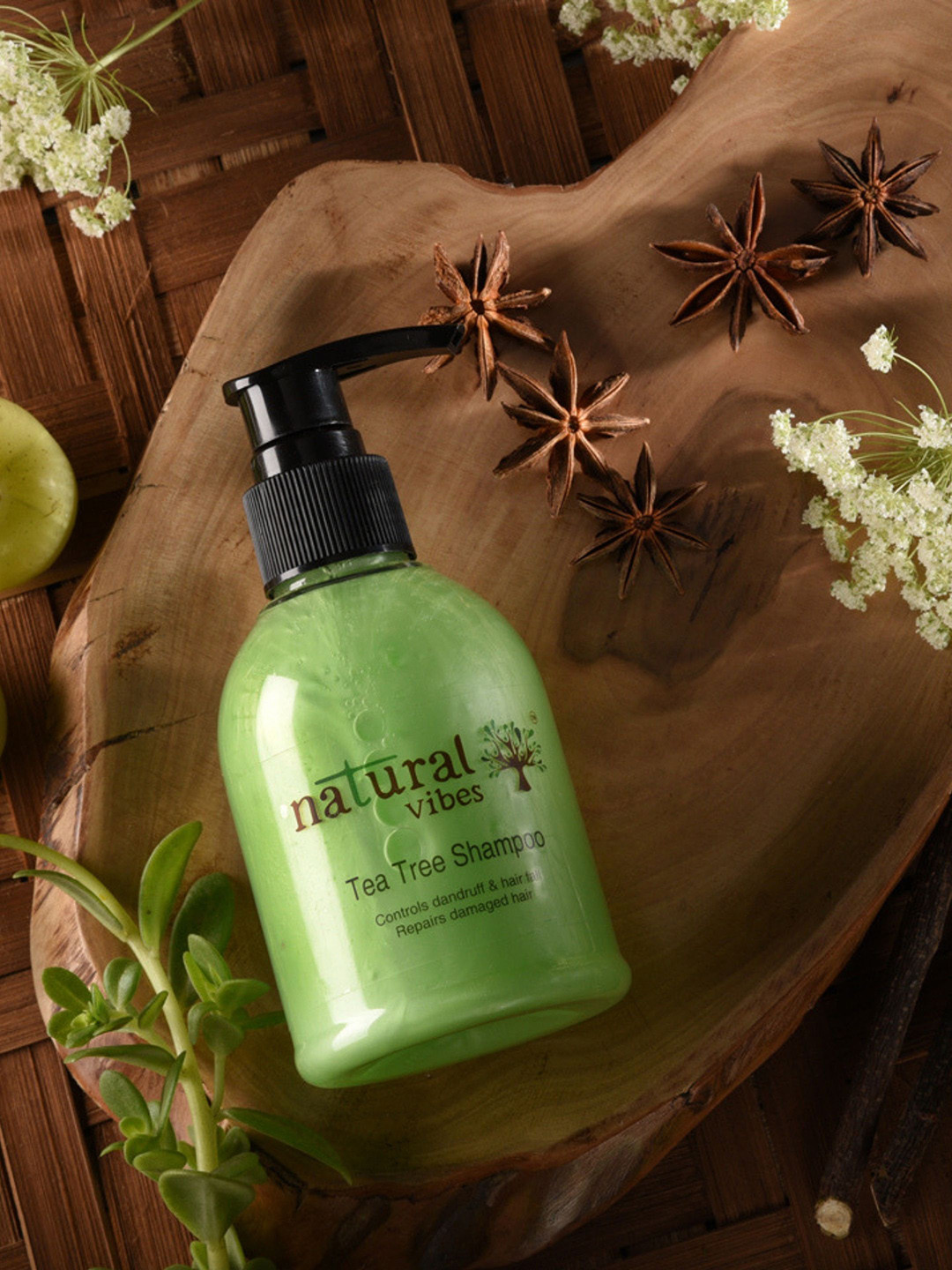 

natural vibes Unisex Ayurvedic Tea Tree Shampoo 150 ml, Green