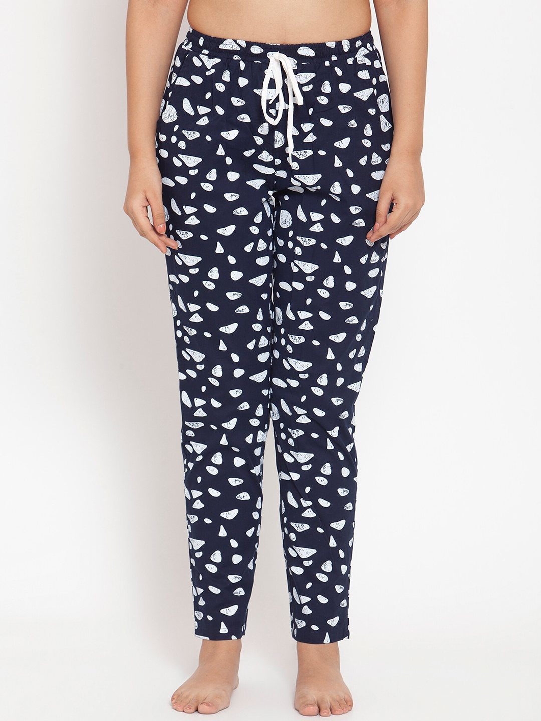 

Boston Club Women Navy Blue & White Printed Cotton Lounge Pant