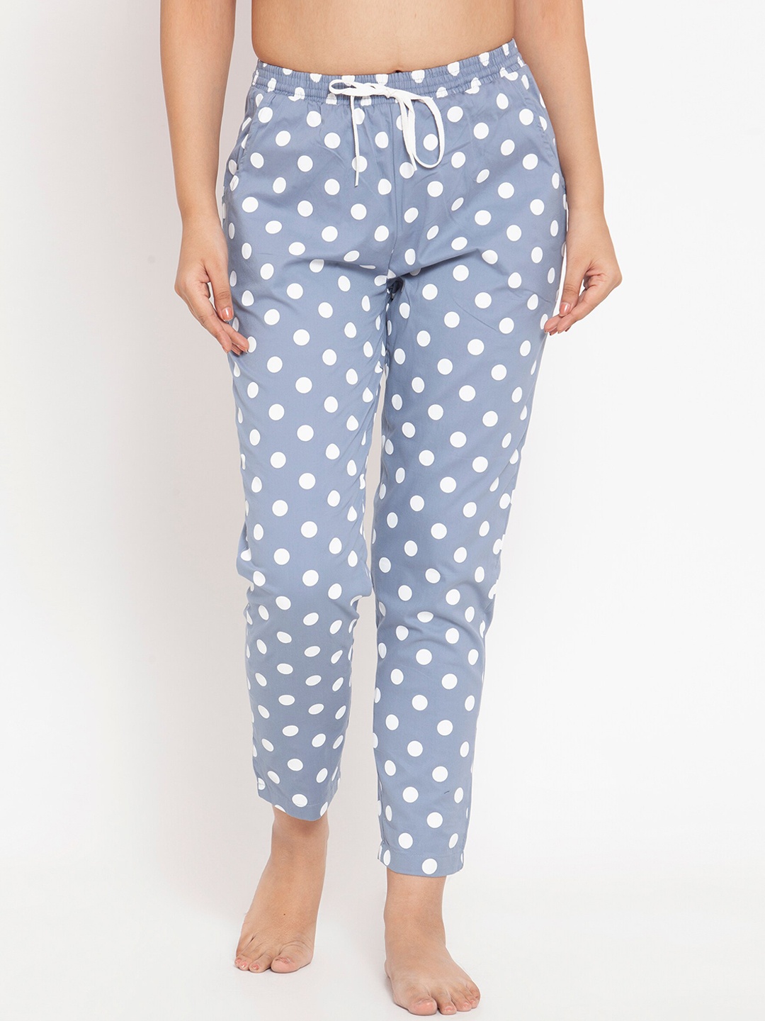 Boston Club Women Grey & White Printed Lounge Pants