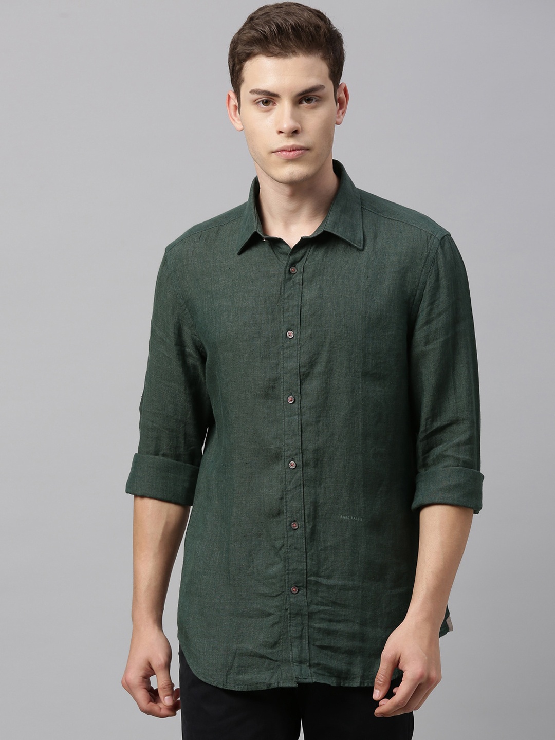 

RARE RABBIT Men Green Tailored Fit Solid Casual Shirt