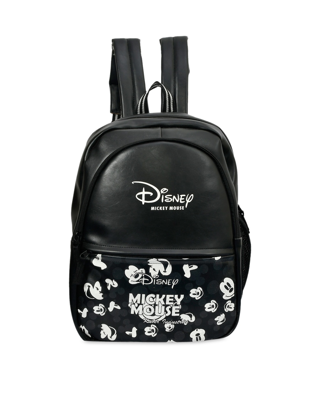 

Kuber Industries Unisex Kids Black & White Printed Leather Backpack