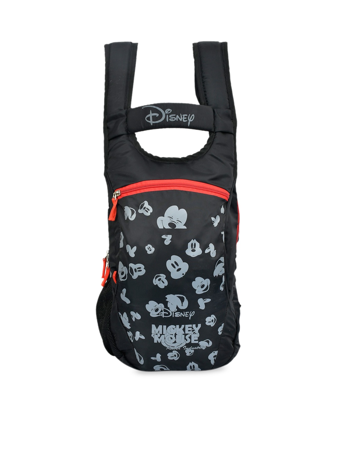 

Kuber Industries Unisex Kids Black & Grey Mickey Mouse Printed Backpack