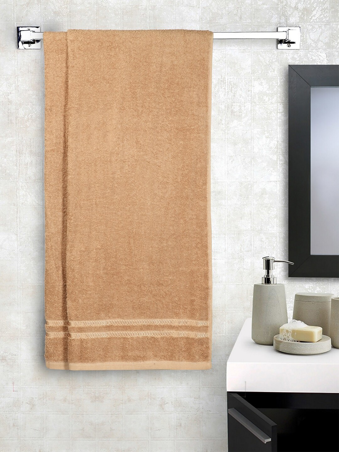 

CORE Designed by SPACES Tan Brown Set of 2 Solid 380 GSM Quick Dry Bath Towels