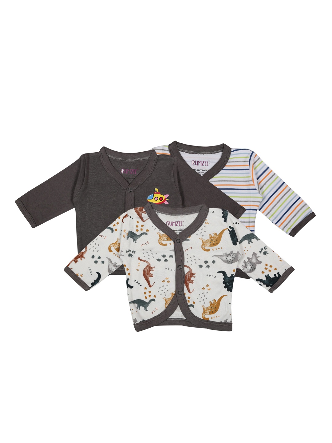 

BUMZEE Infant Kids Pack Of 3 Jhablas, White