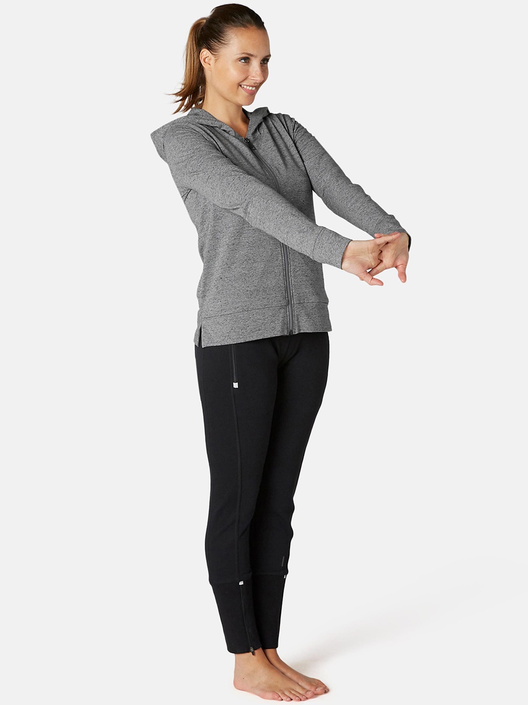 

NYAMBA By Decathlon Women Grey Melange Solid Lightweight Sporty Jacket