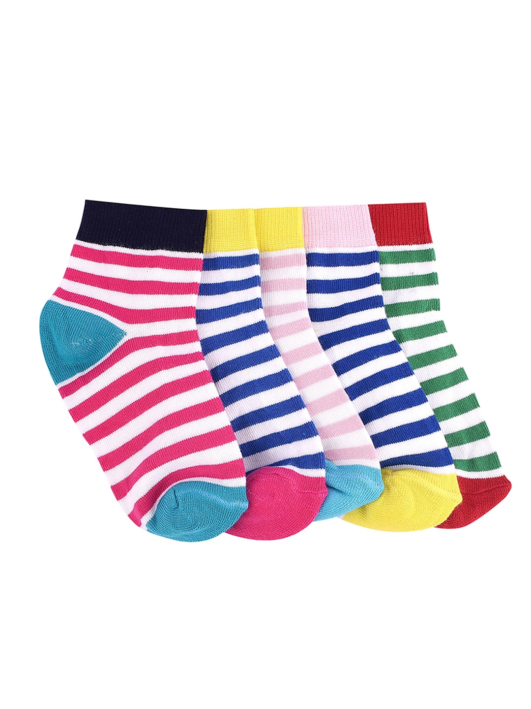 

FOOTPRINT 5 Pairs Infant Kids Patterned Ankle-Length Organic Cotton Socks, Pink