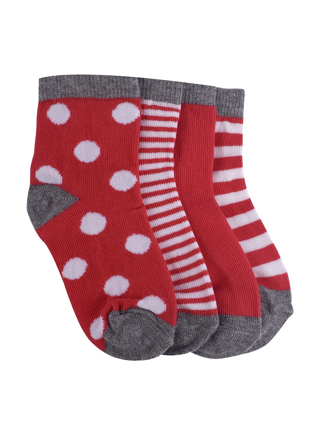 

FOOTPRINTS Kids Pack of 4 Organic Cotton & Bamboo Patterned Ankle-Length Socks, Red